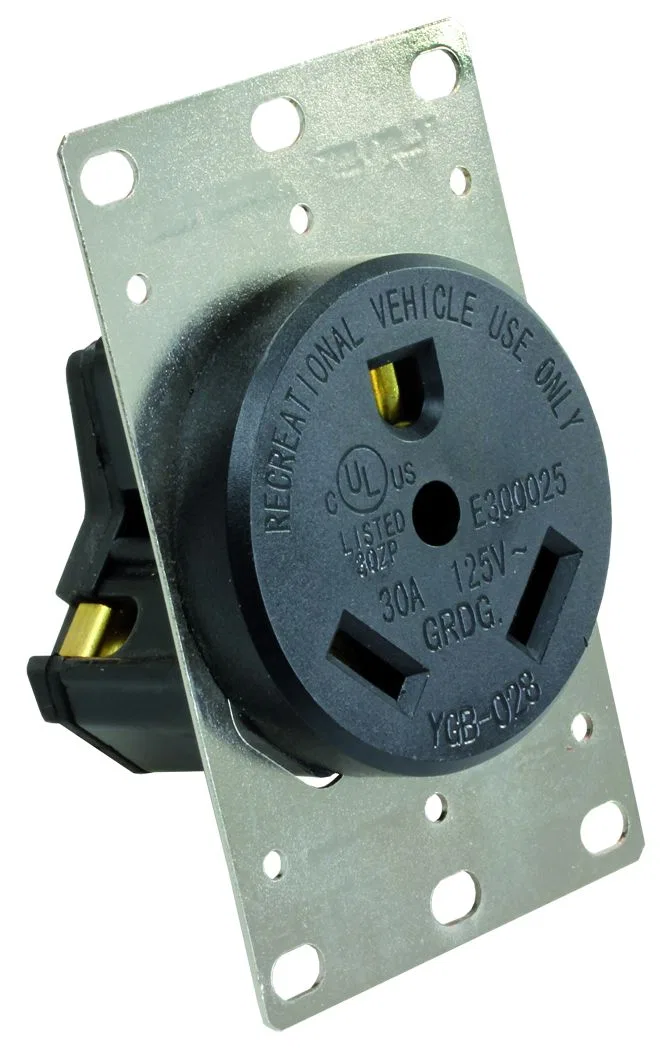 15075 – JR PRODUCTS Receptacle, Uses #10 To # 4 Wire Gauge Range 30 Amp At 125 Volt AC Non Ground Fault Interrupter S...
